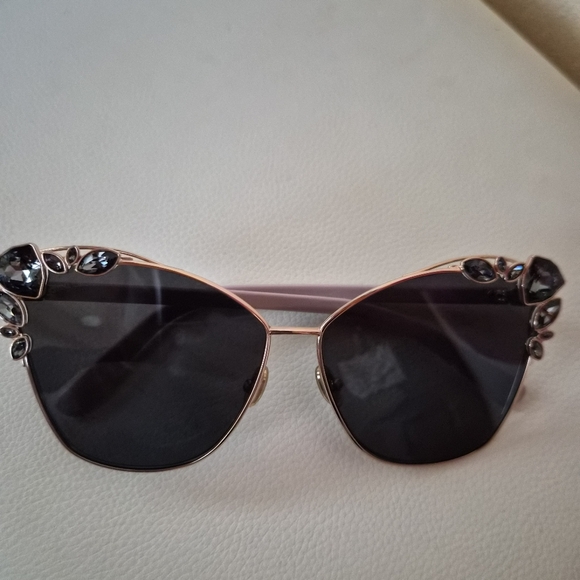 Jimmy Choo Gold and Pink Embellished Sunglasses With Swarovski Crystals main image 5
